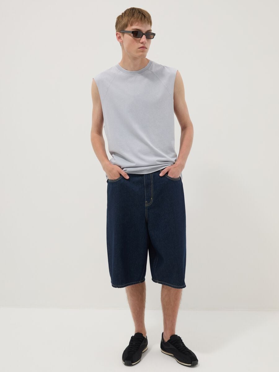 Tank top grigia in puro cotone regular fit_1