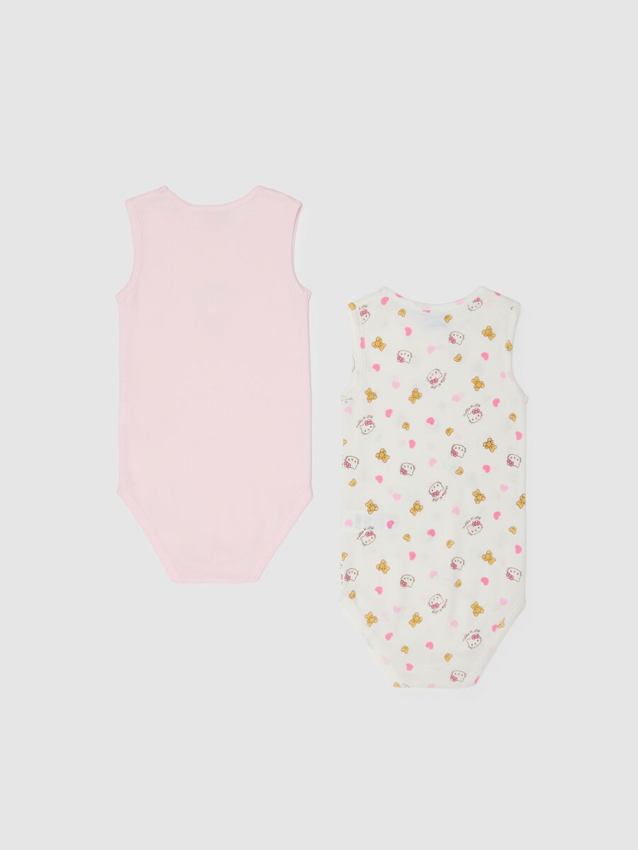 Multicolour cotton sleepsuit set for baby girls with Hello Kitty prints_1