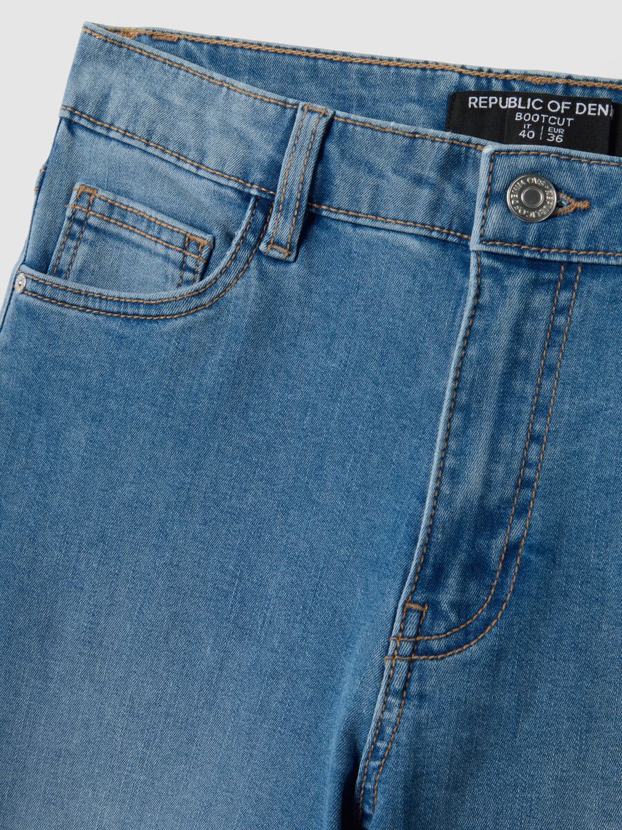 Blue denim bootcut jeans_5