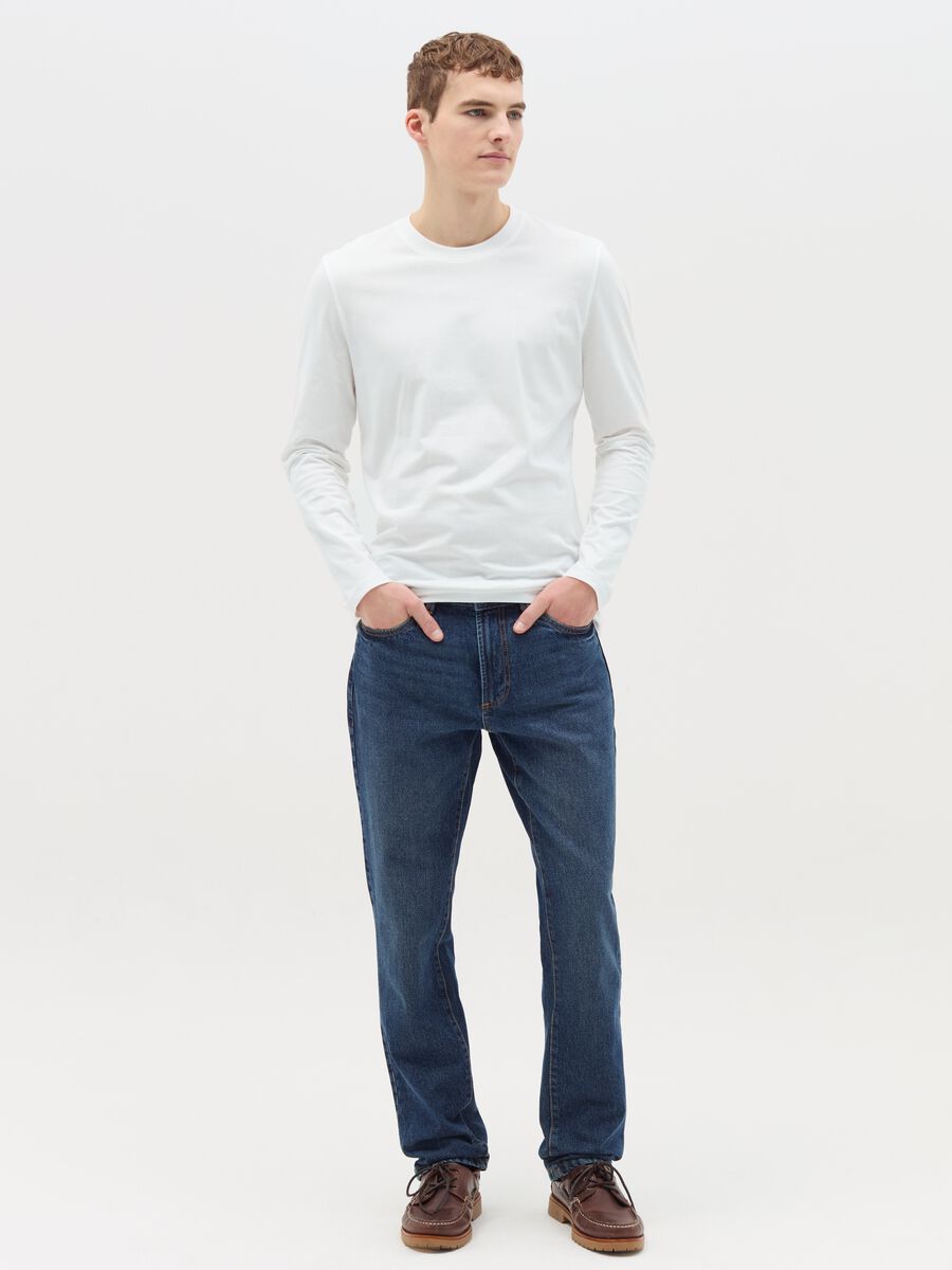 T-shirt with round neck and long sleeves in cotton_1