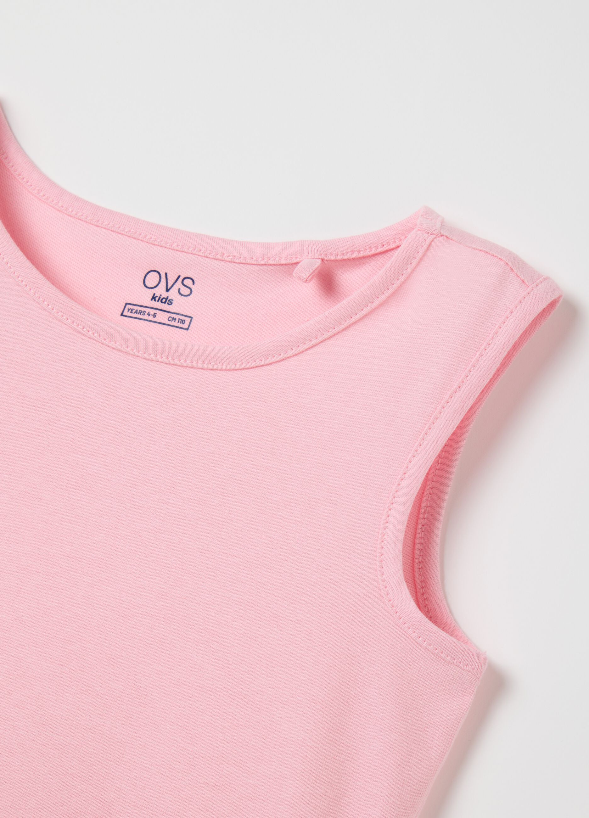 Abito da bambina in puro cotone rosa regular fit senza maniche