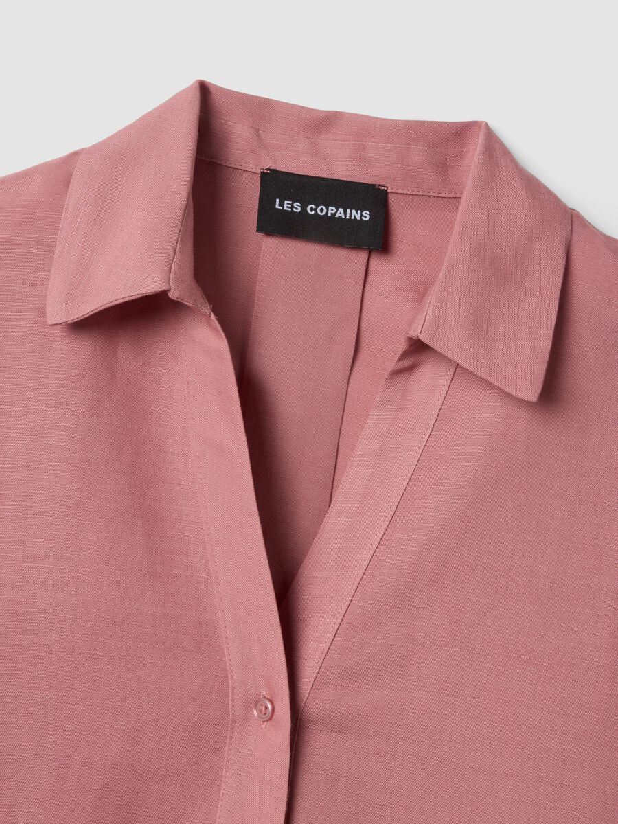 Pink linen-viscose blend shirt with oversized fit_2