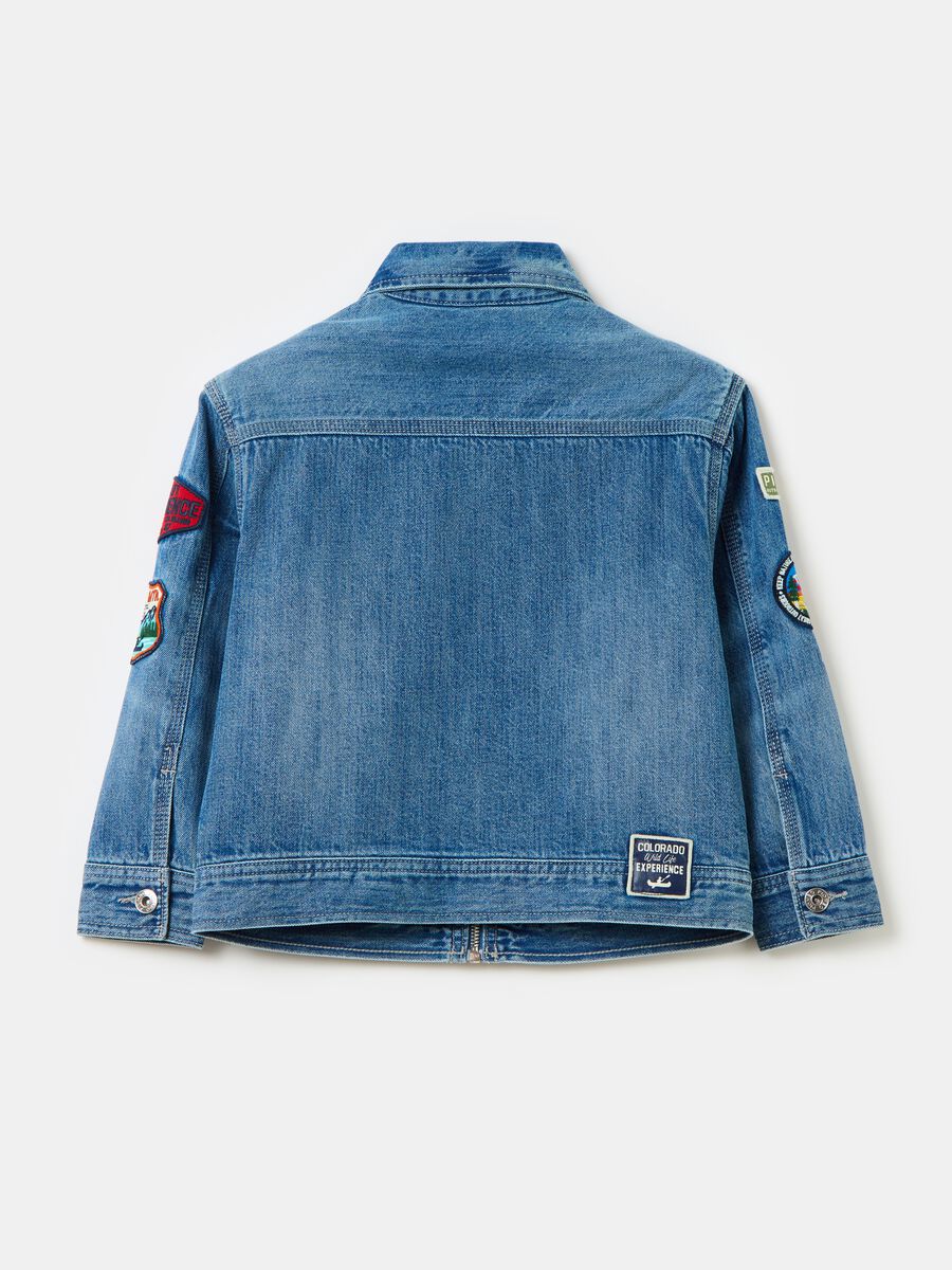 Full-zip jacket in denim with patch_3