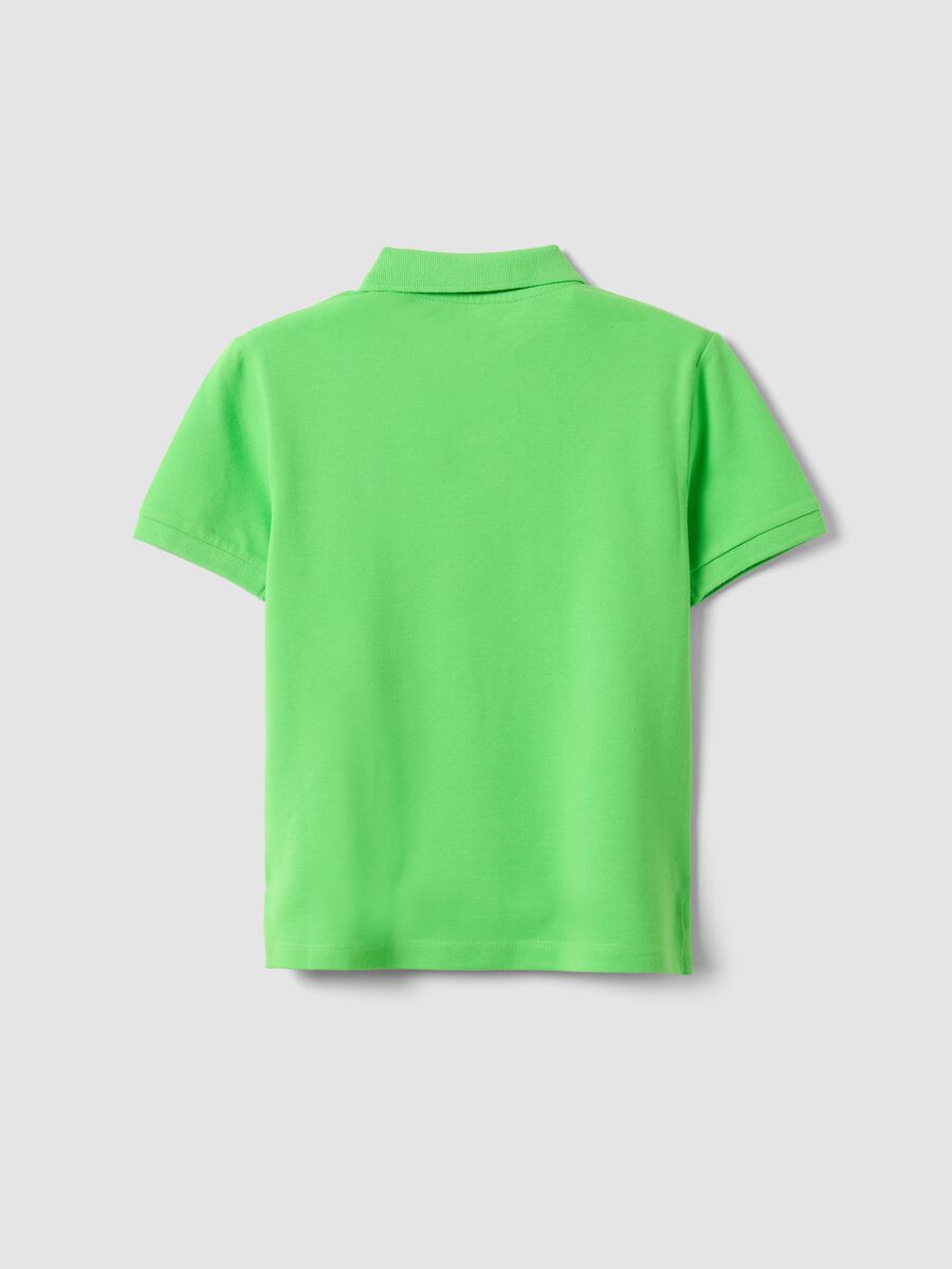 Polo in cotone elasticizzato verde da bambino regular fit_1
