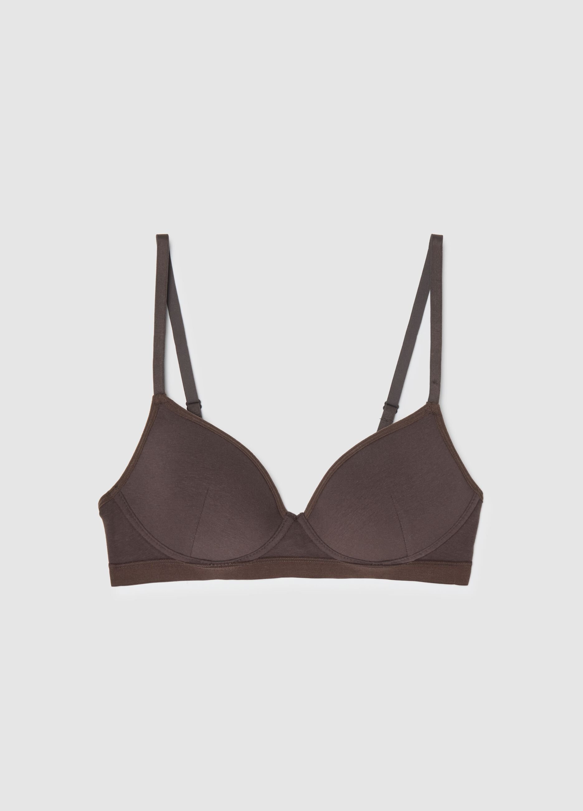 Brown Stretch Cotton Bra