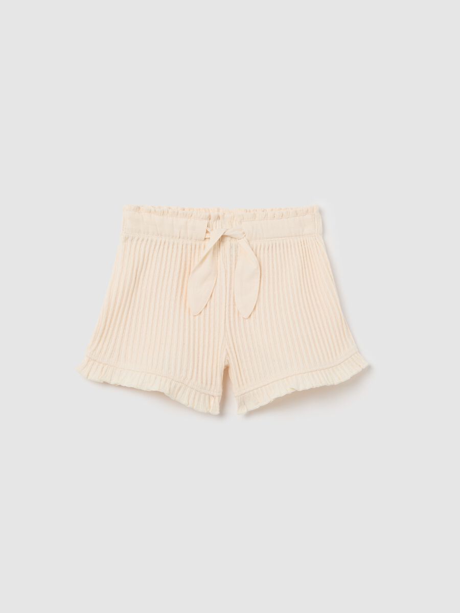 Beige Jacquard Knit Shorts_0