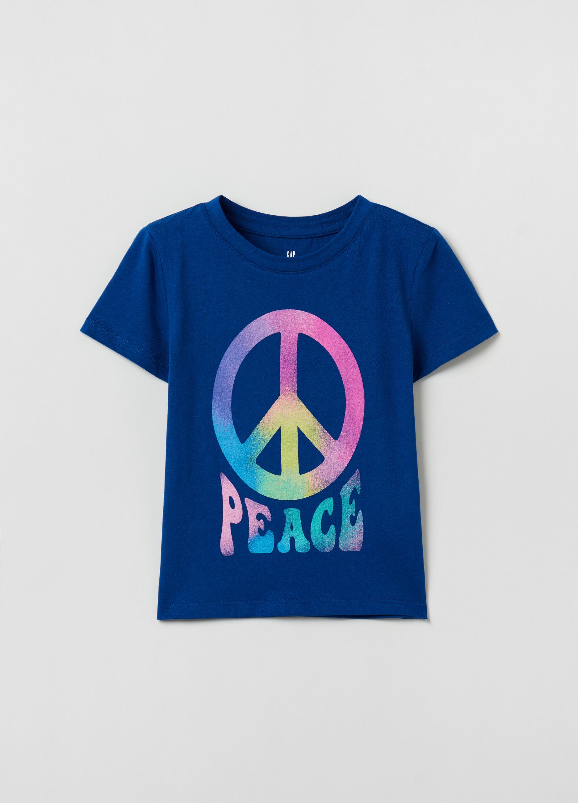 T-shirt in cotone con stampa peace