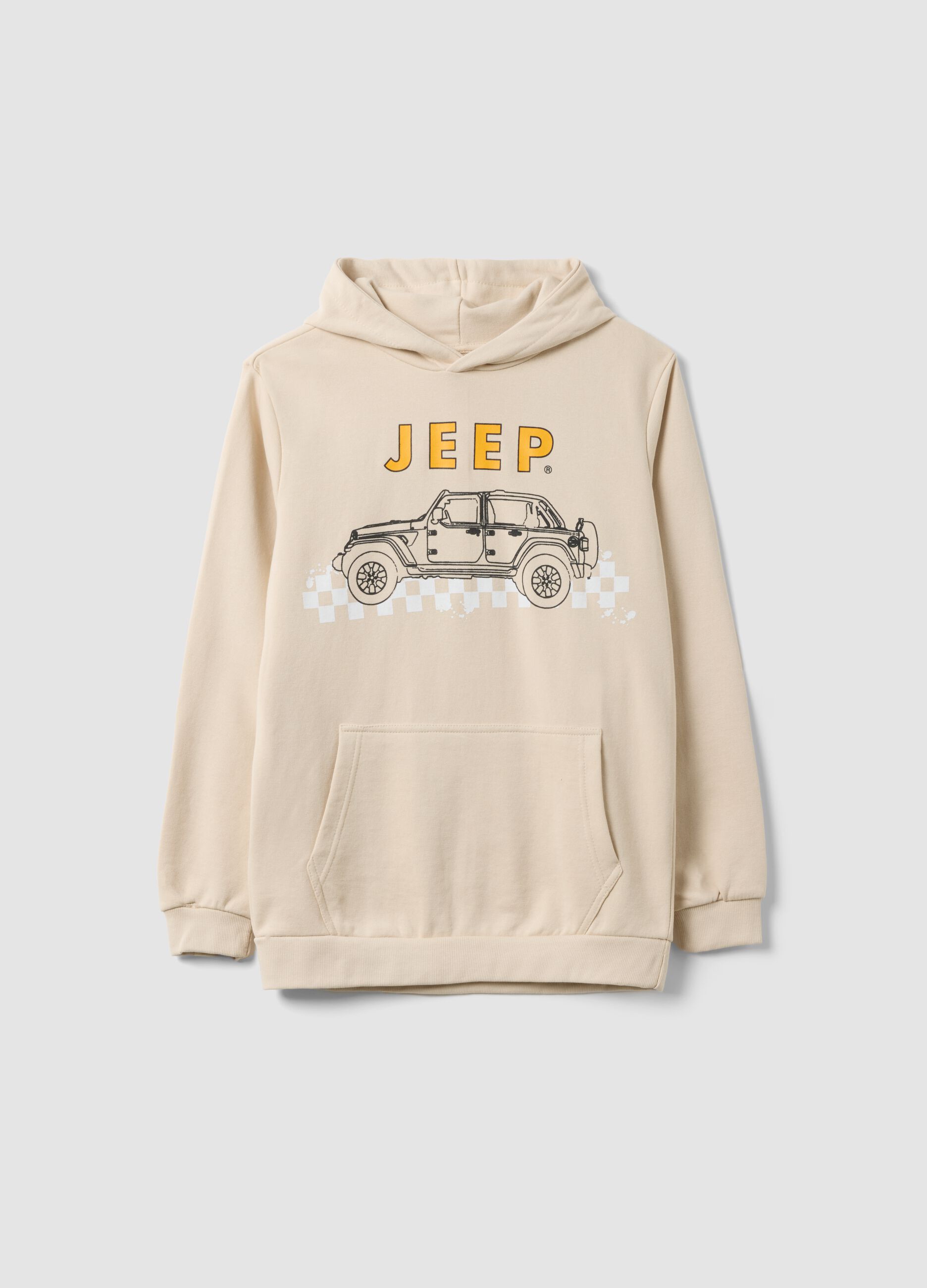 Children's regular fit beige cotton blend sweatshirt with print