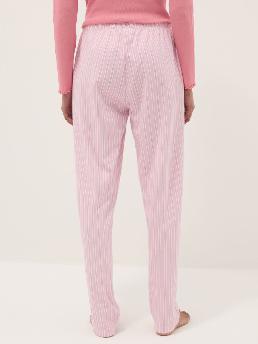 Regular fit pink striped pure cotton pyjama trousers_2