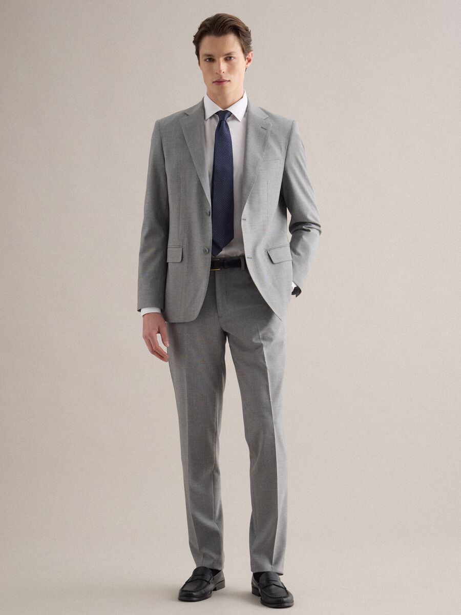 Grey Slim Fit Single Breasted Jacket_1