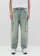 Acid wash cargo joggers with fading_1