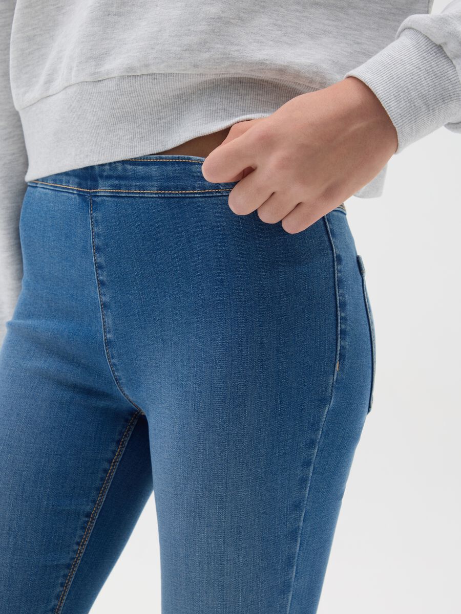 Girls' Blue Flare Cotton Blend Jeggings_2