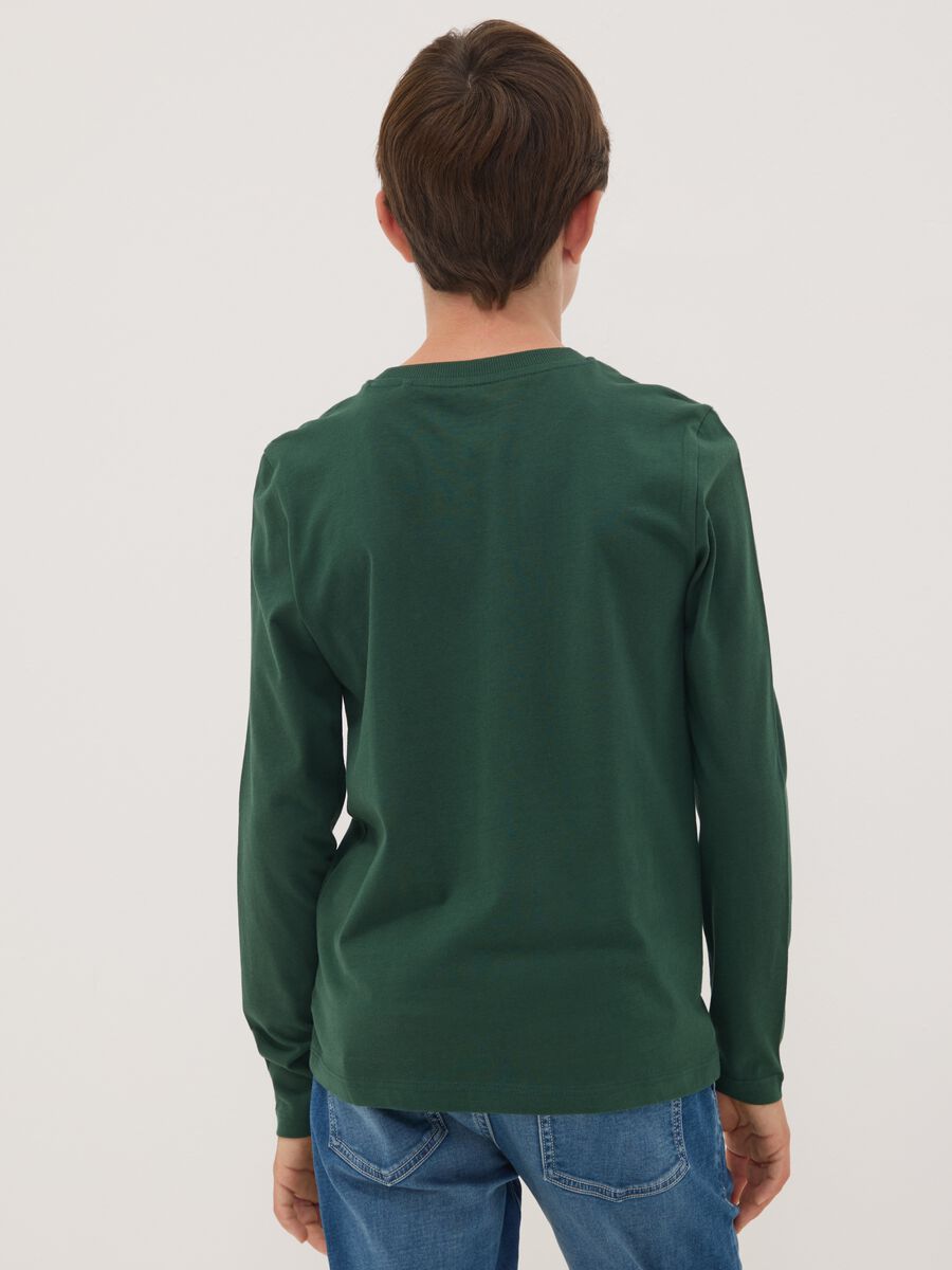 Green organic cotton T-shirt with varsity print_2