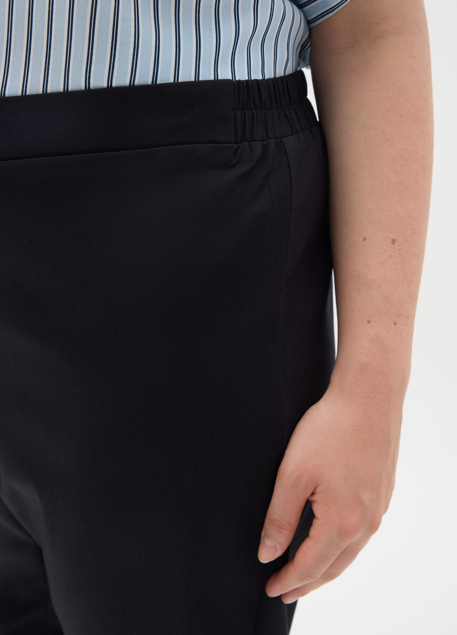 Leggings da donna in misto viscosa neri elasticizzati