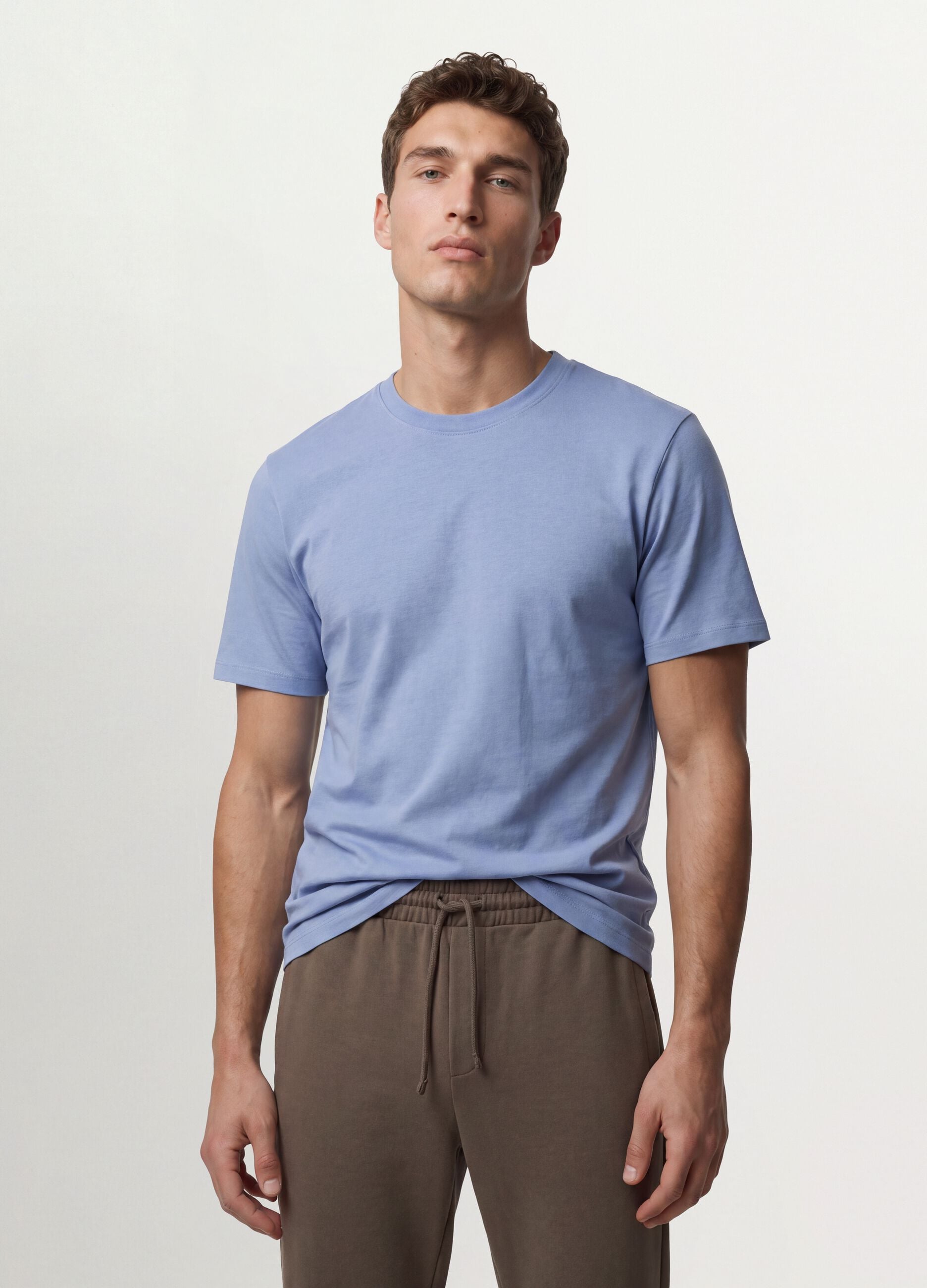 Blue regular-fit T-shirt in pure organic cotton jersey