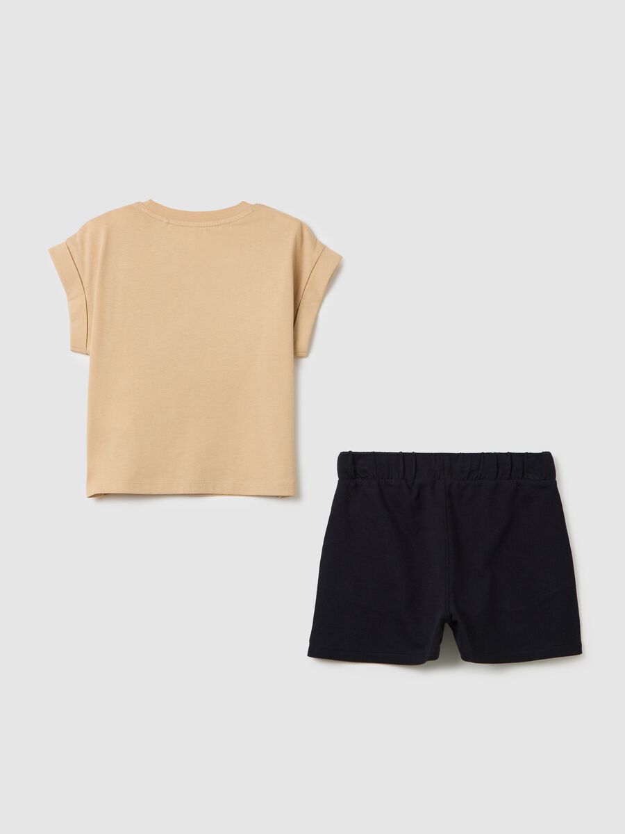 Girls' beige pure cotton set with regular fit_4