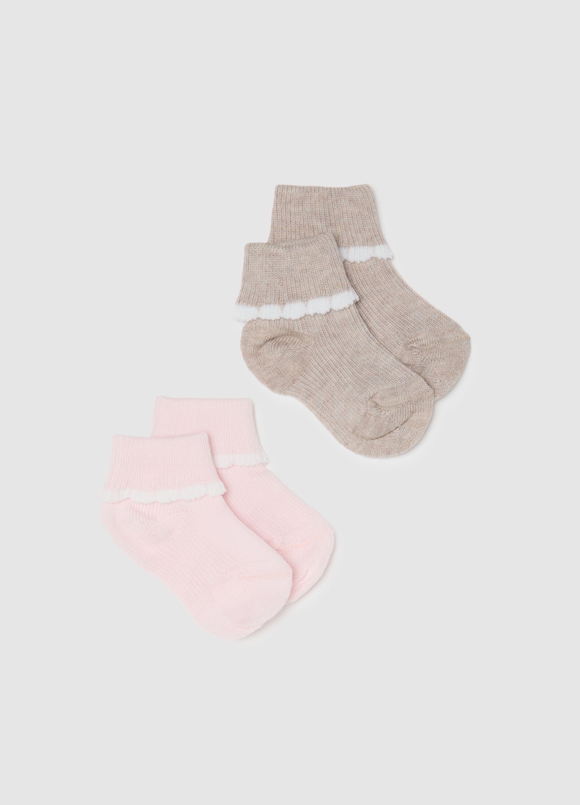 Set bipack calze da neonata in misto cotone multicolor corte