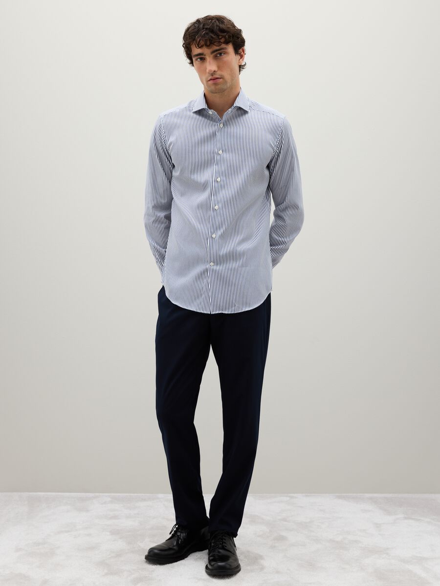 Blue Cotton Striped Shirt_1
