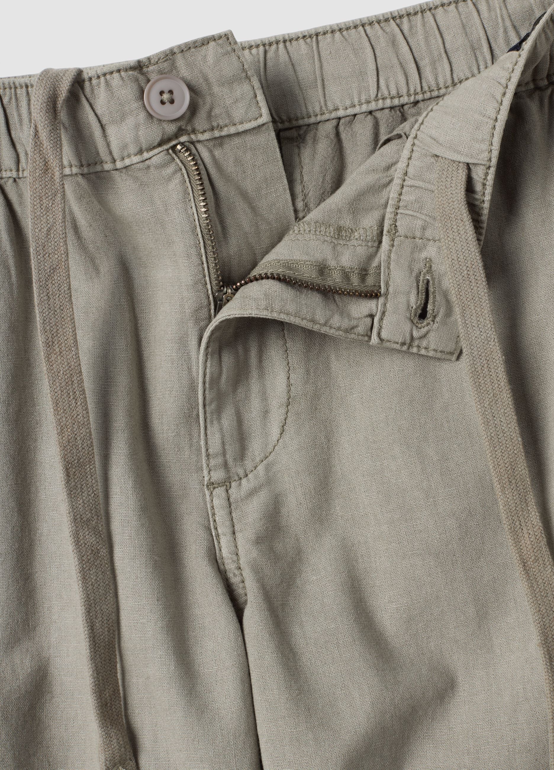Grey linen-blend cargo Bermuda shorts