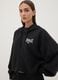 Black hooded sweatshirt in stretch viscose jersey, regular fit_0