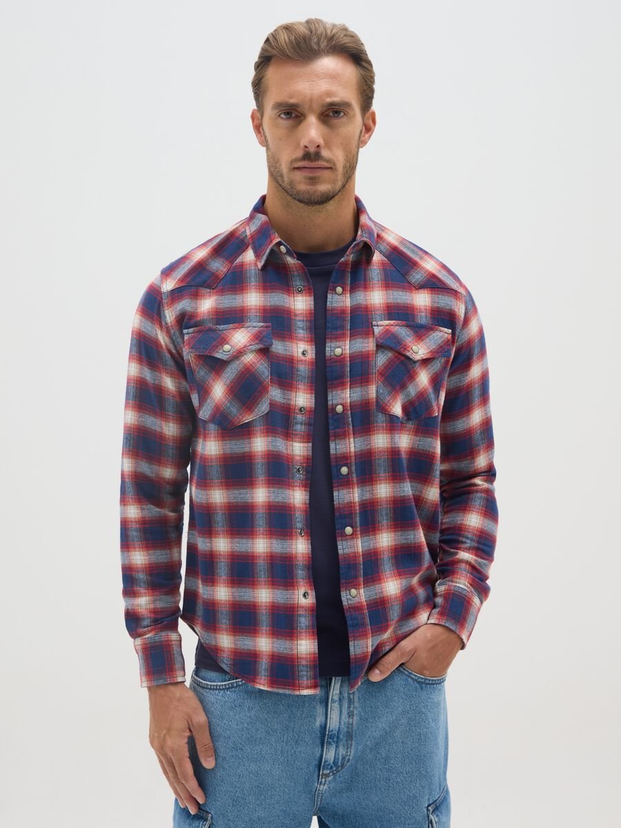 Regular fit checked pure cotton shirt_0