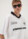 White pure-cotton T-shirt with contrast collar and One Piece print_2