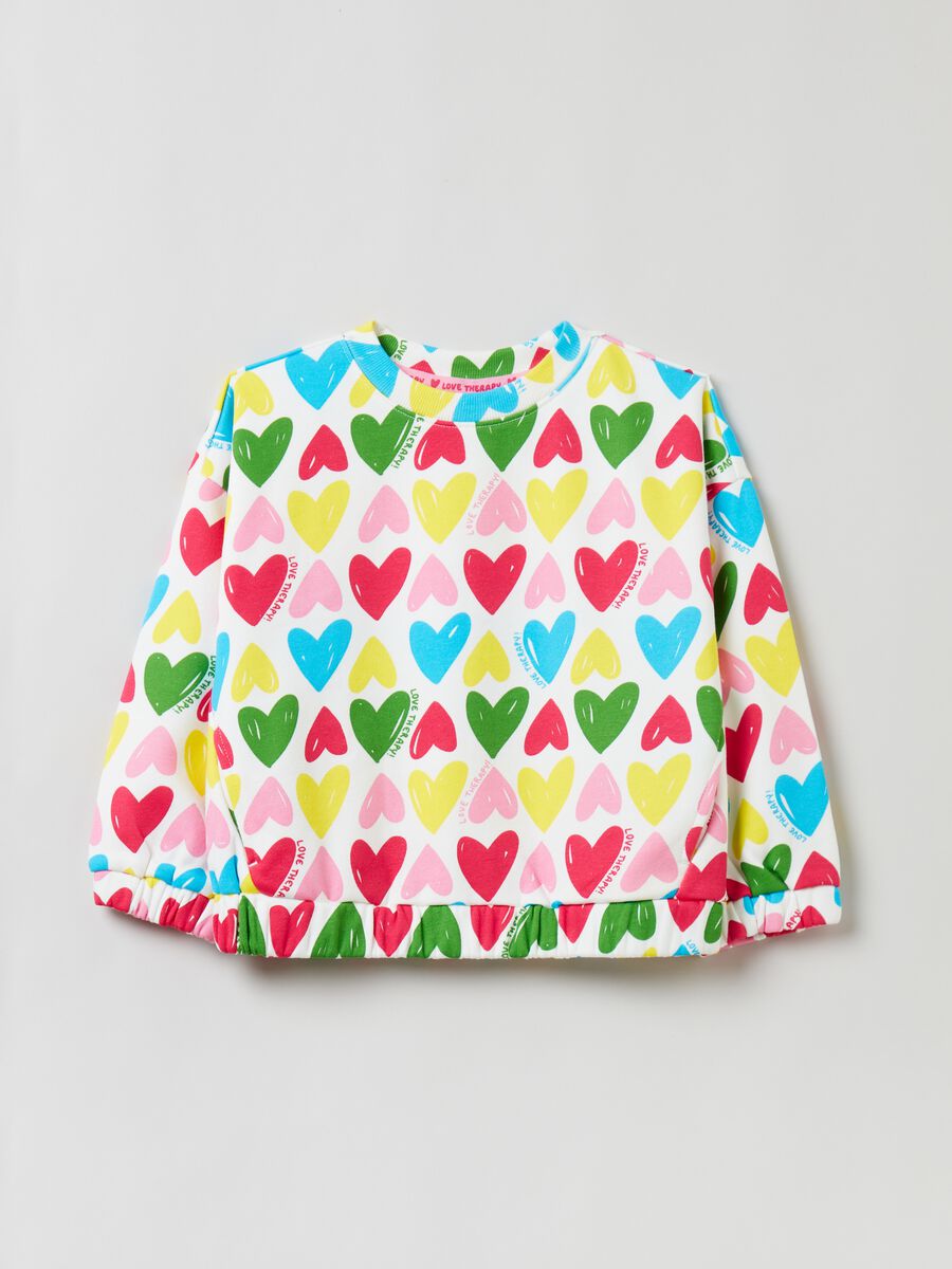 Felpa con stampa cuori multicolore_0