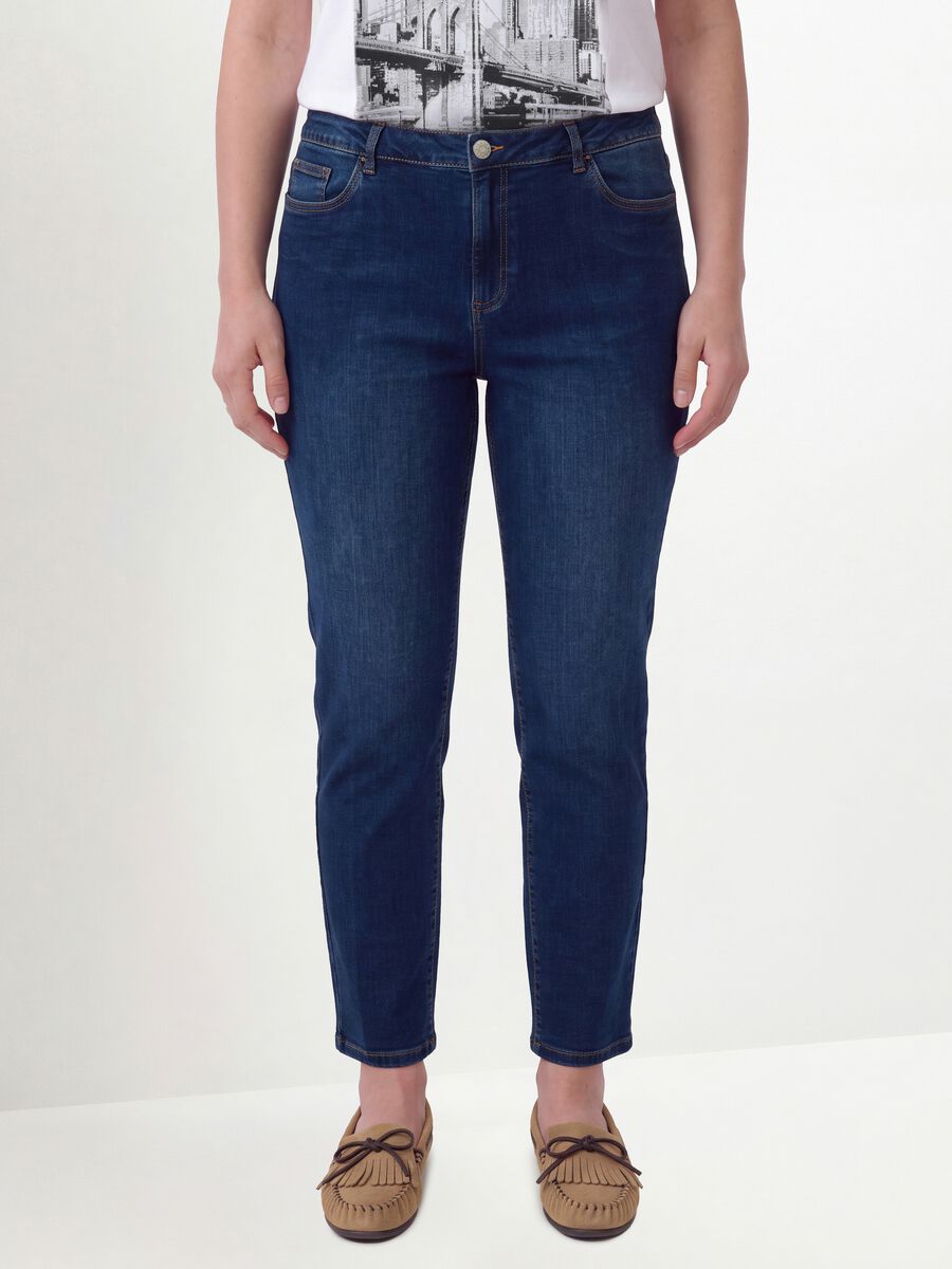 Jeans denim blu in cotone elasticizzato slim fit_1