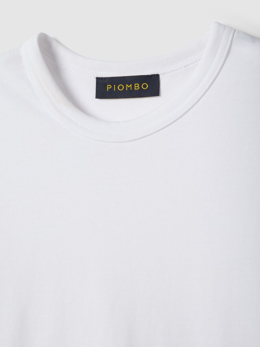 T-shirt girocollo in puro cotone bianca regular fit_5