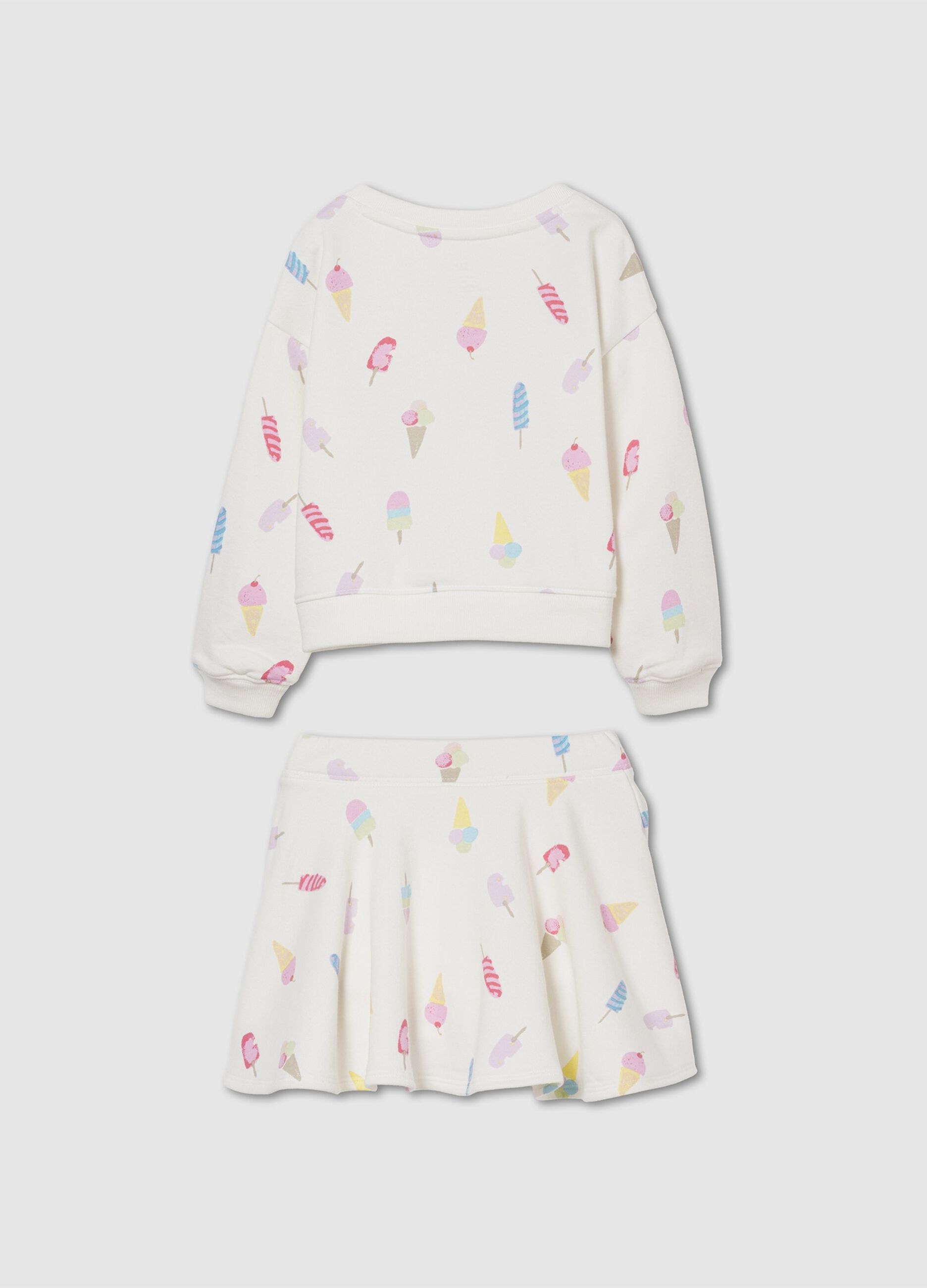Cotton-blend sweatshirt and skirt set