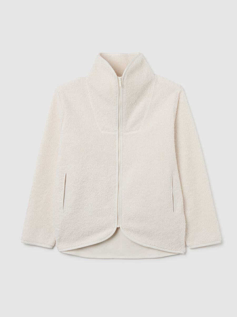 Felpa bianca regular fit con zip_5