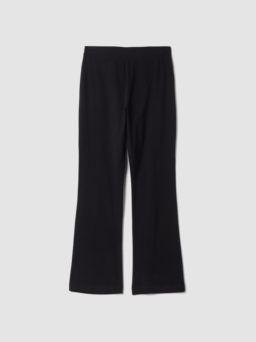 Black flared stretch cotton leggings_0