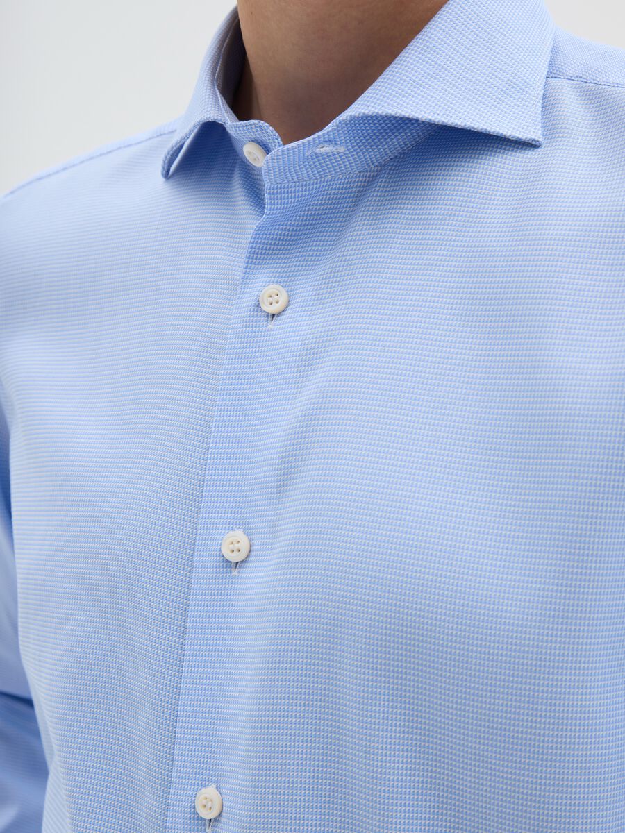 Camicia azzurra slim fit in cotone_1