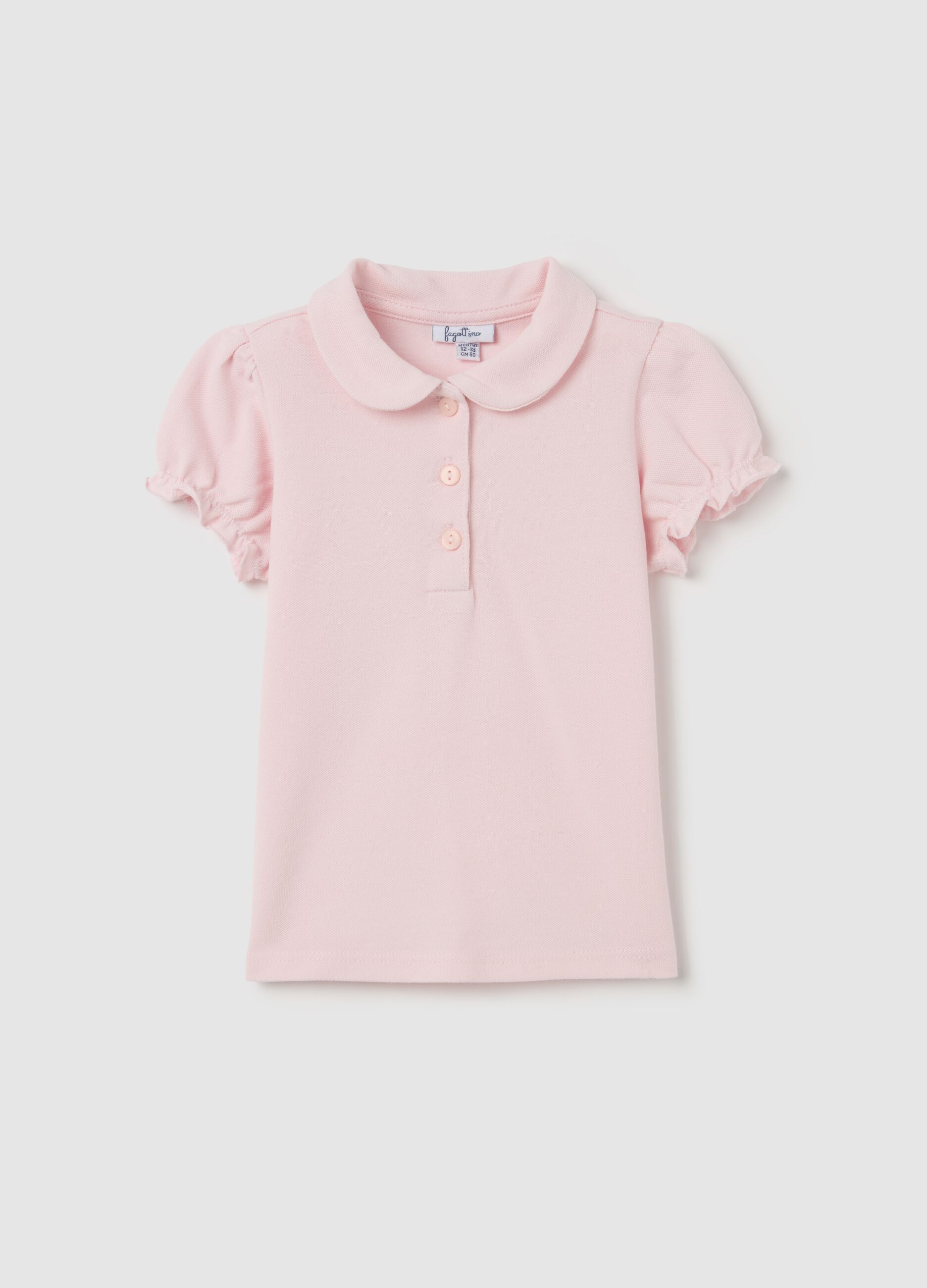 Piquet polo shirt with rounded collar