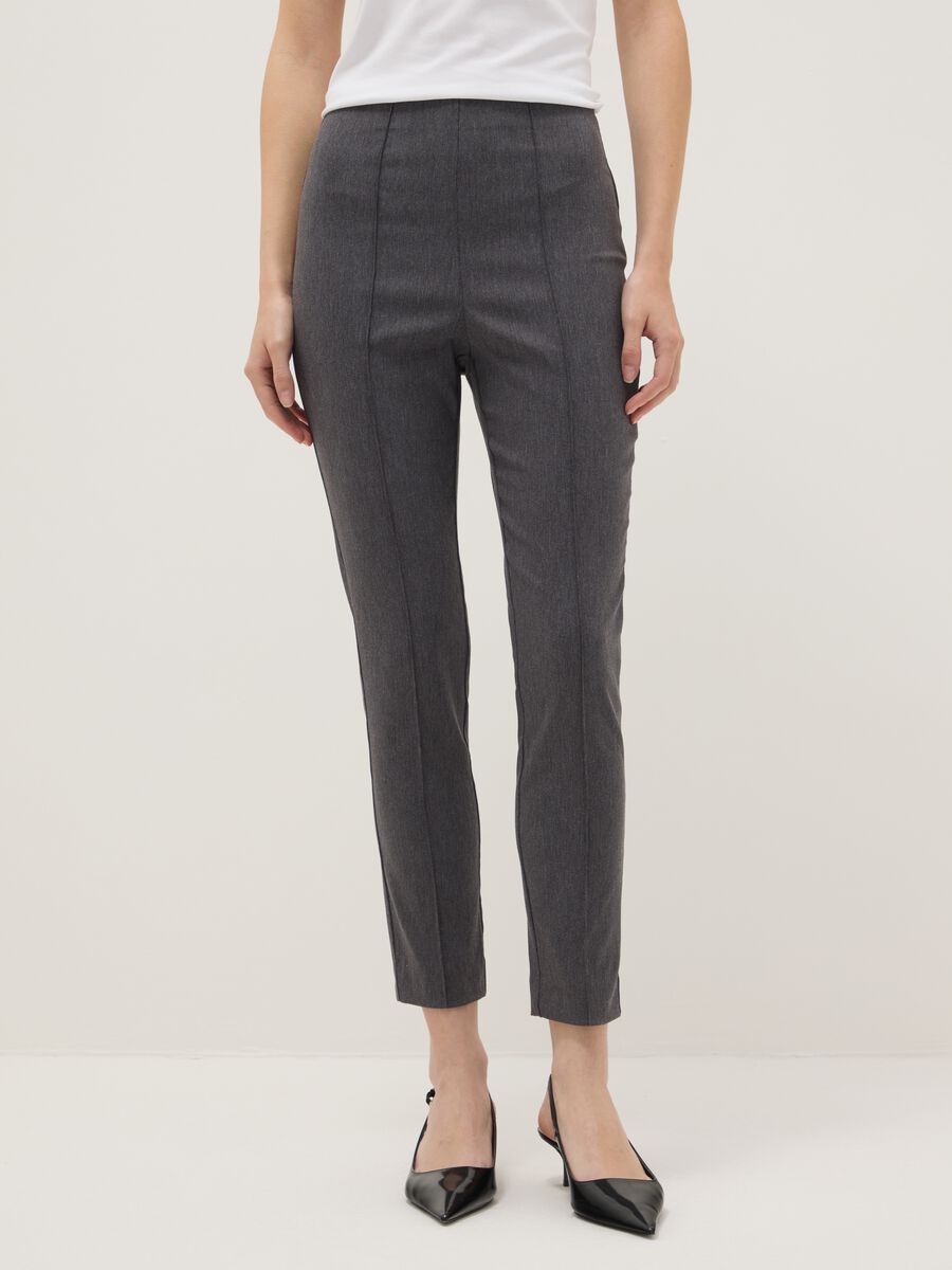 Grey Slim Fit Treggings Trousers_1
