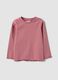 Pink slim-fit ribbed stretch-cotton T-shirt for baby girl_0