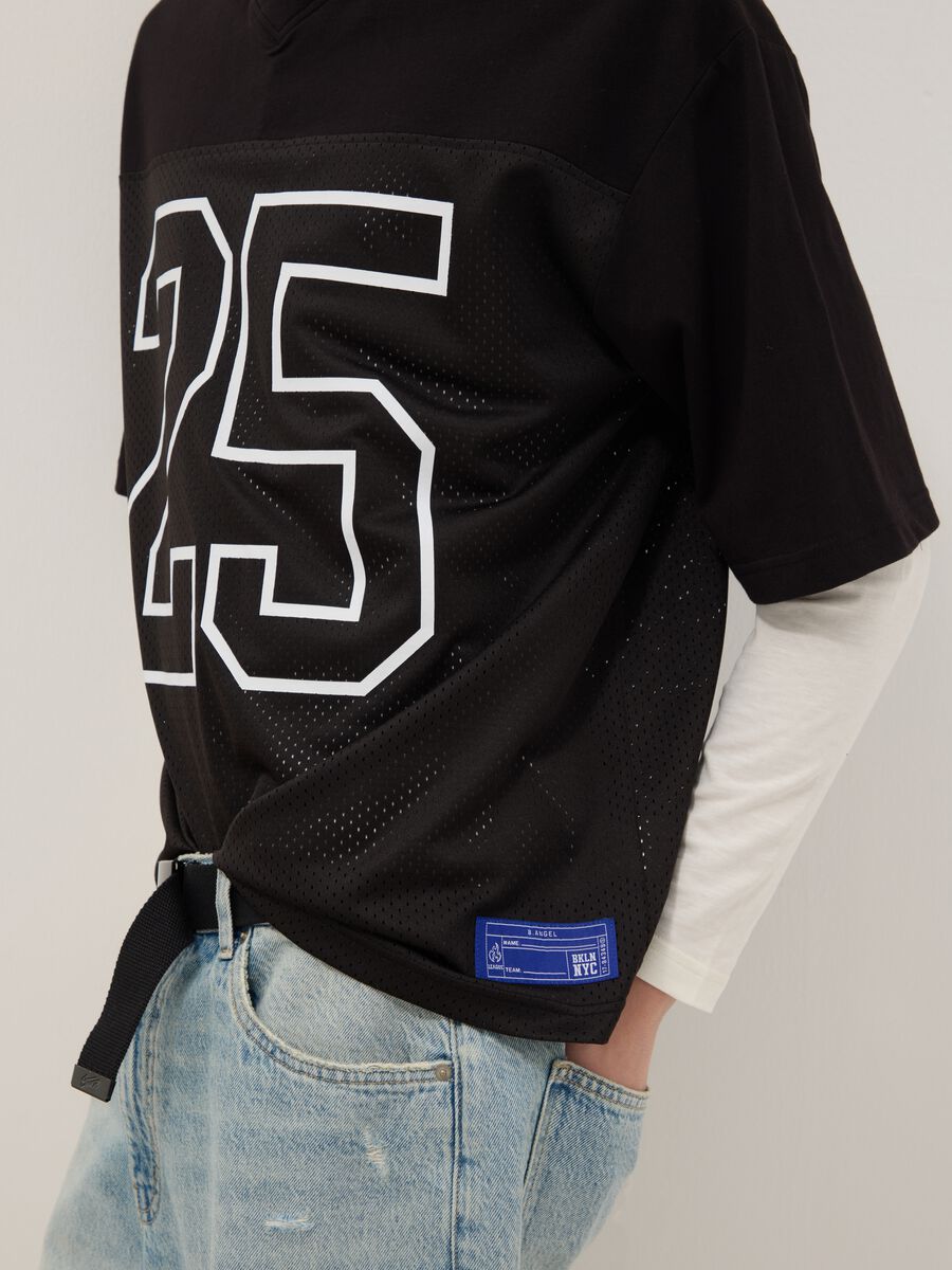 Black pure cotton boxy fit T-shirt with number 25_3