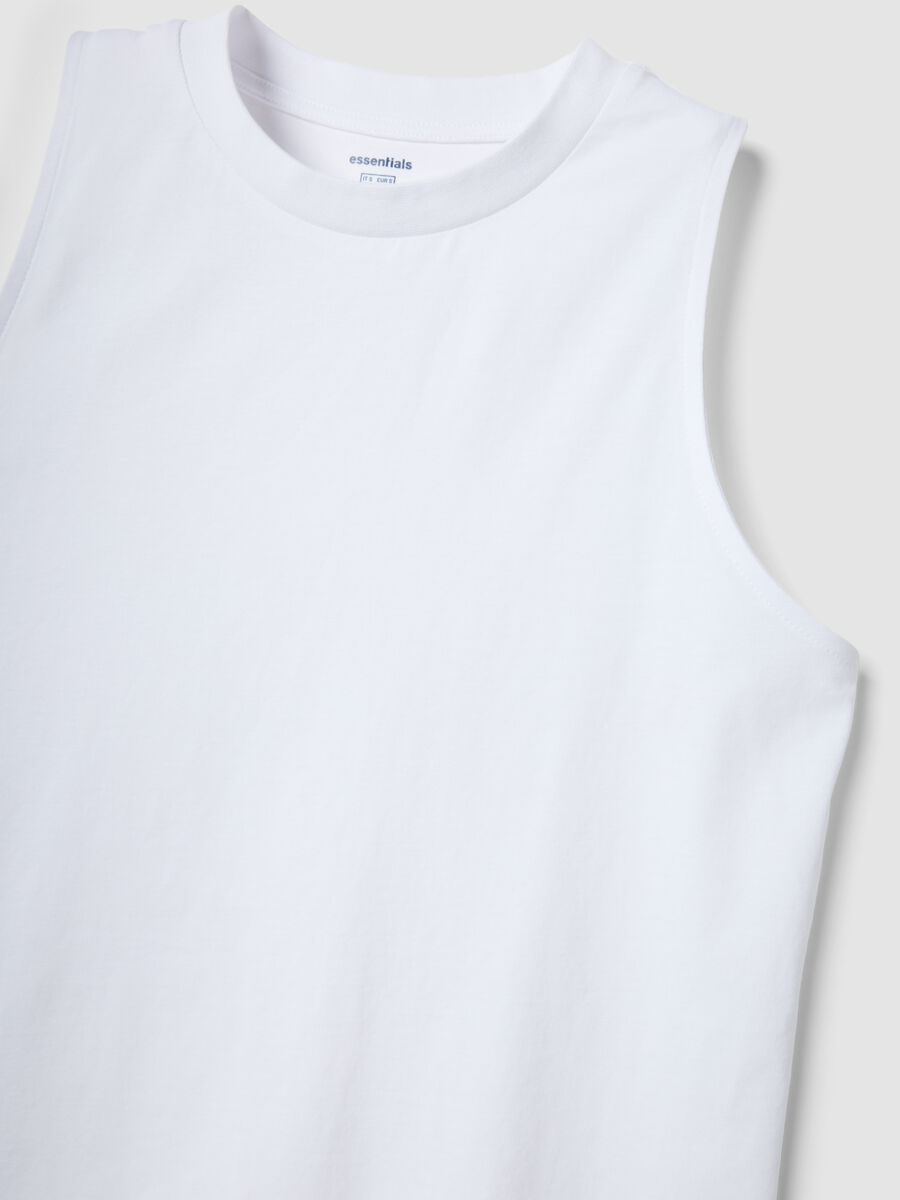 Tank top bianco in puro cotone_5