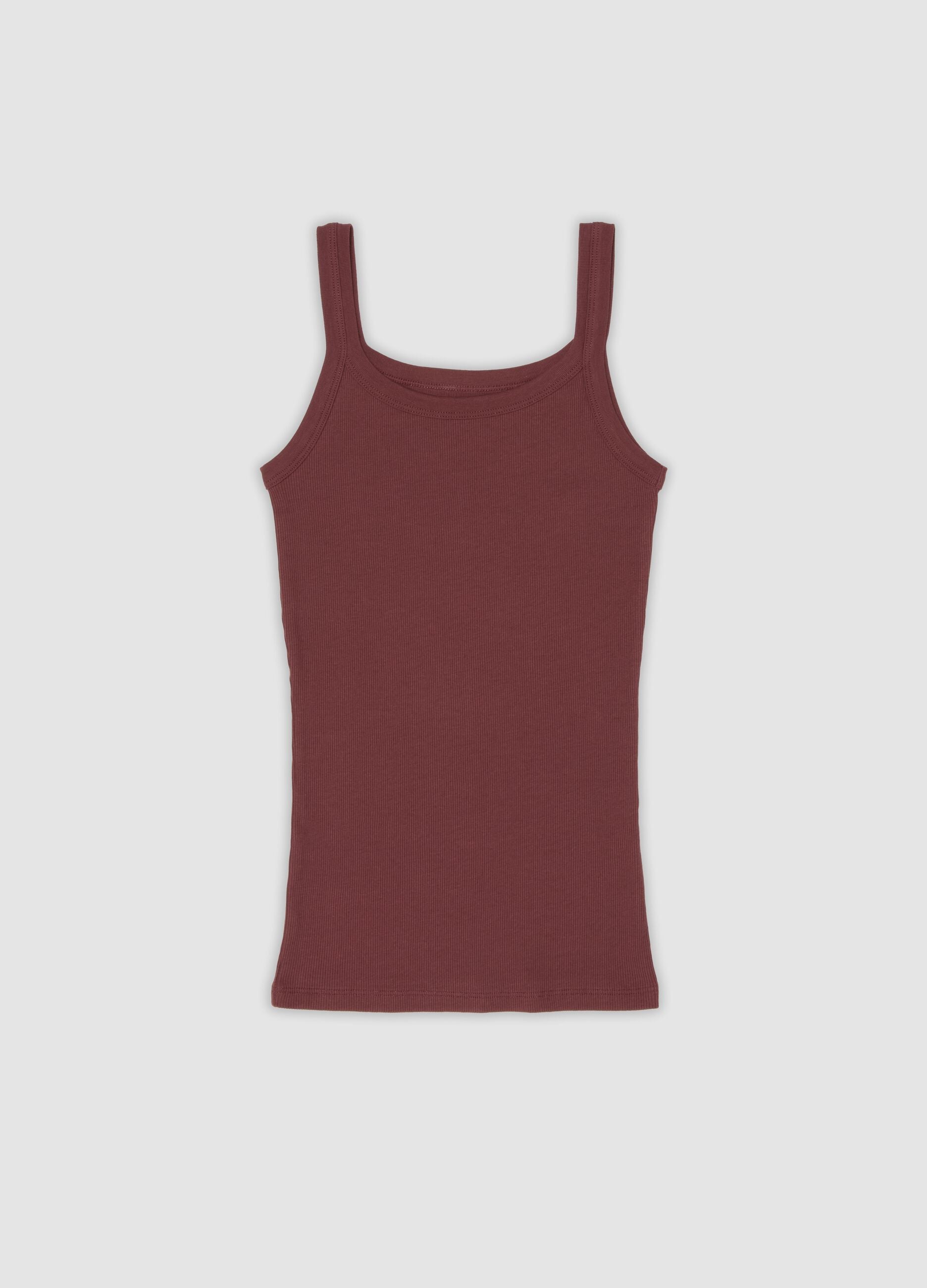 Red organic cotton crew-neck vest top