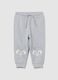 Children's grey jogger trousers in cotton blend regular fit with print_0