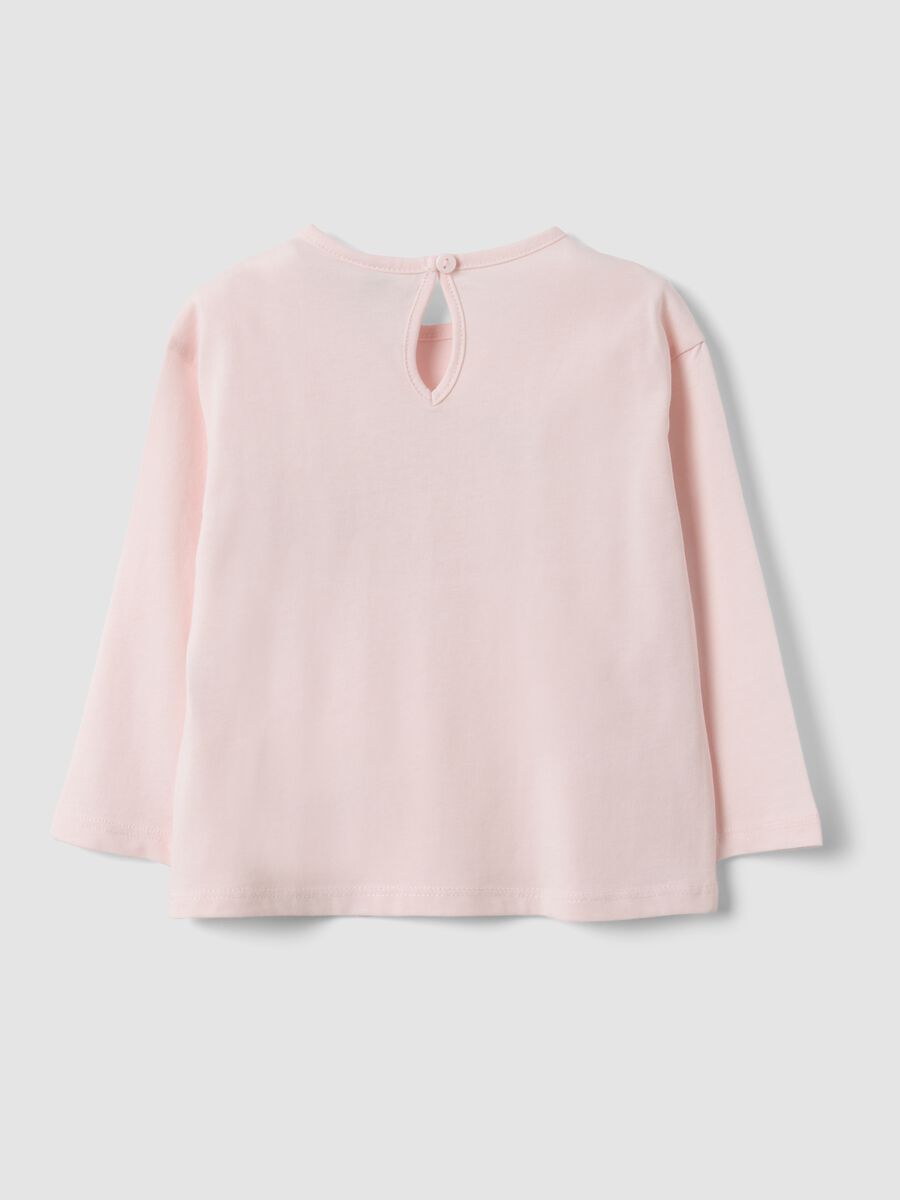 Pink long-sleeve organic cotton printed T-shirt for baby girl_1
