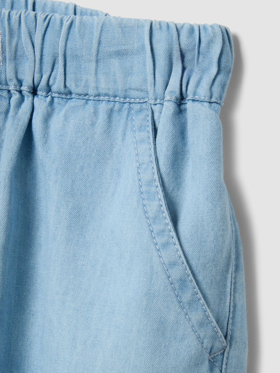 Girls&rsquo; light blue pure cotton denim shorts, regular fit_2