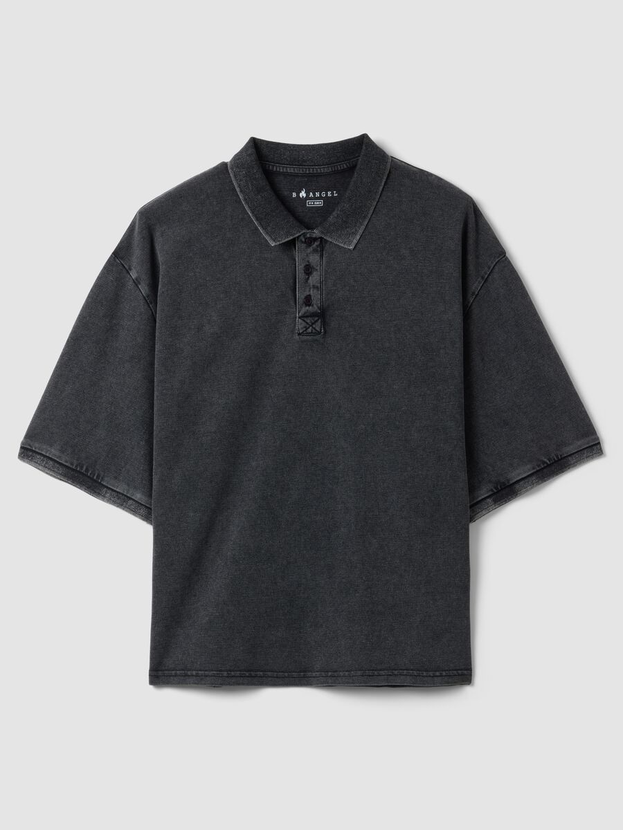 Black pure cotton regular fit short sleeve polo_0