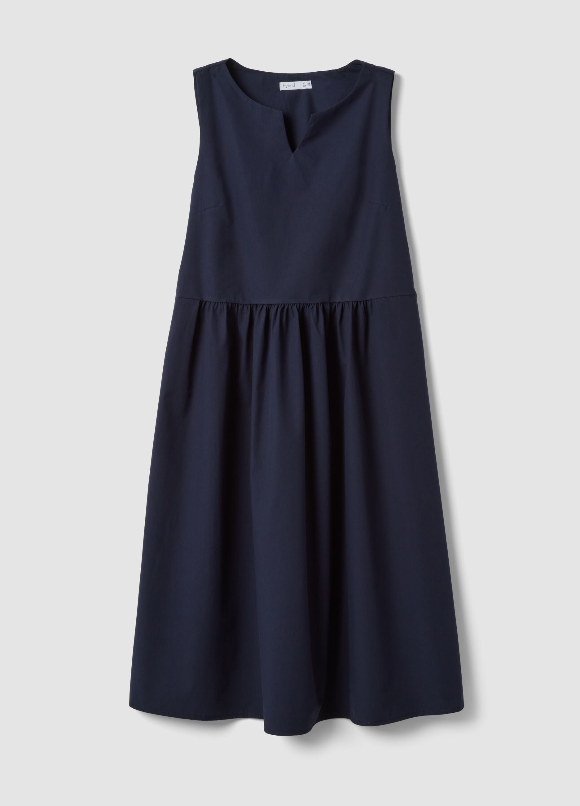 Blue pure cotton midi dress with oversized fit