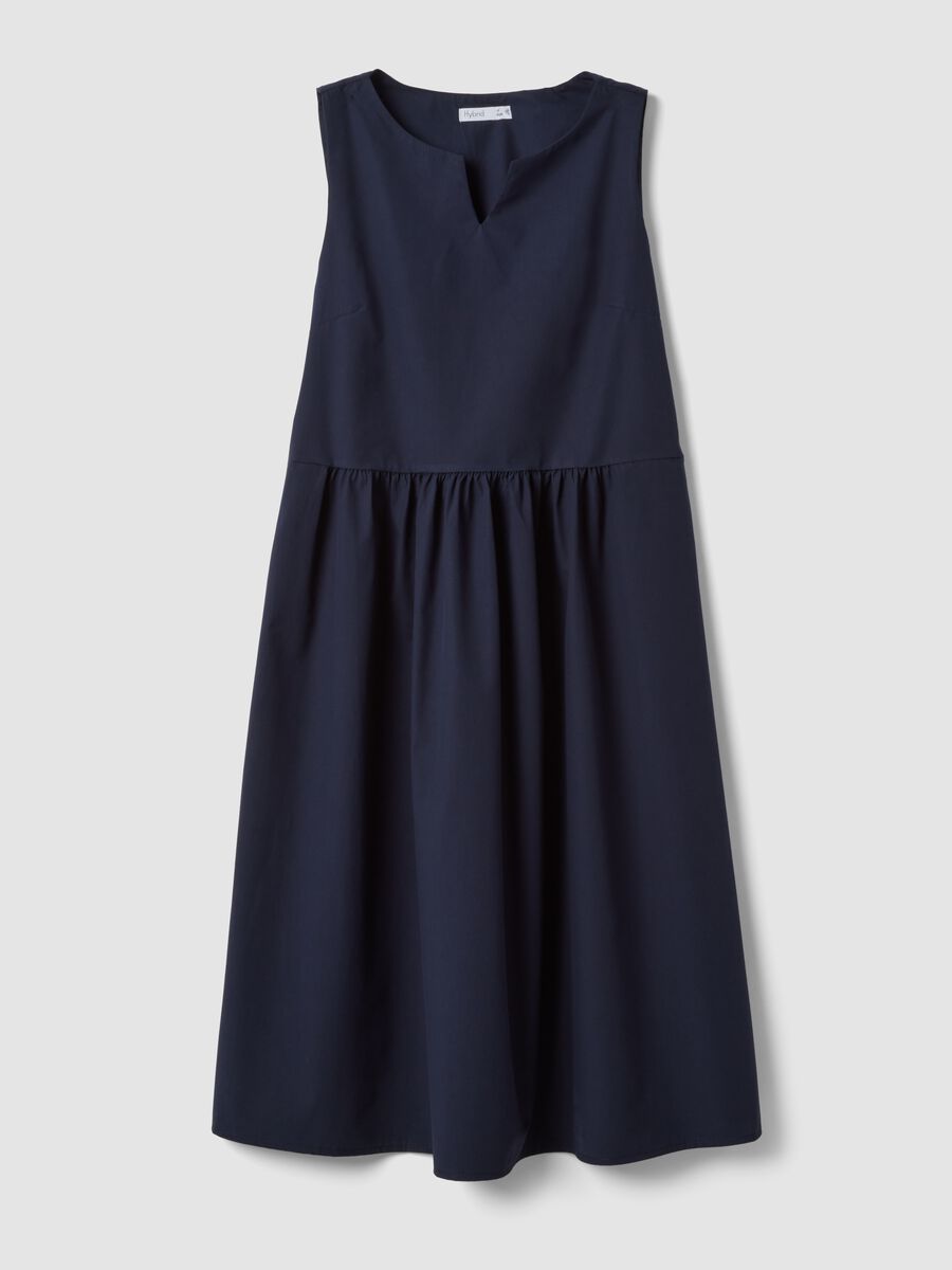 Abito midi blu in puro cotone over fit_4