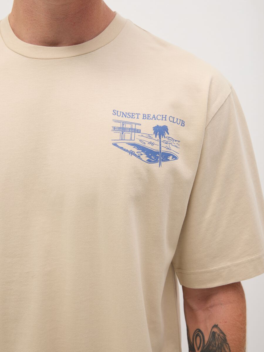 Men's beige pure cotton boxy fit T-shirt_2