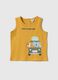 Yellow organic cotton tank top with print_0