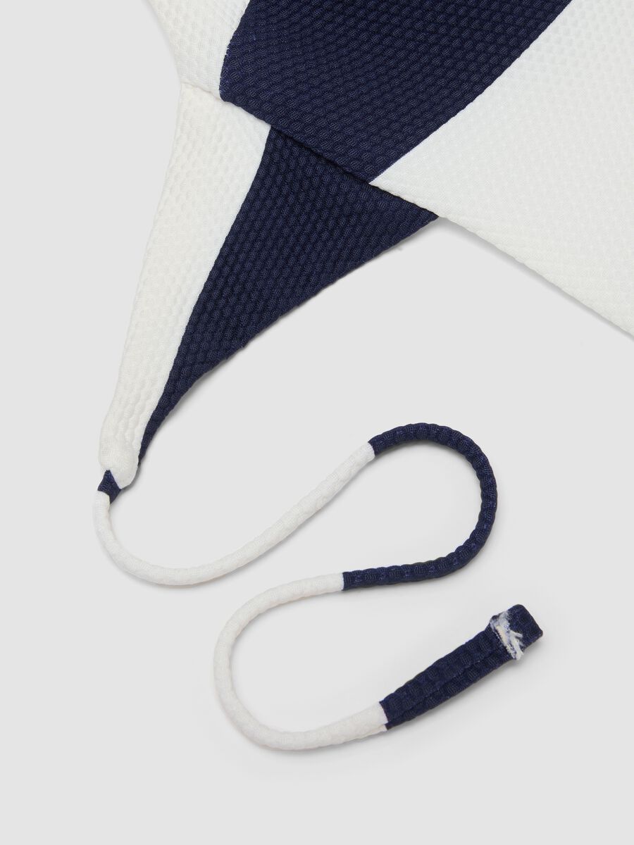 Costume intero blu e bianco in tessuto elasticizzato_1
