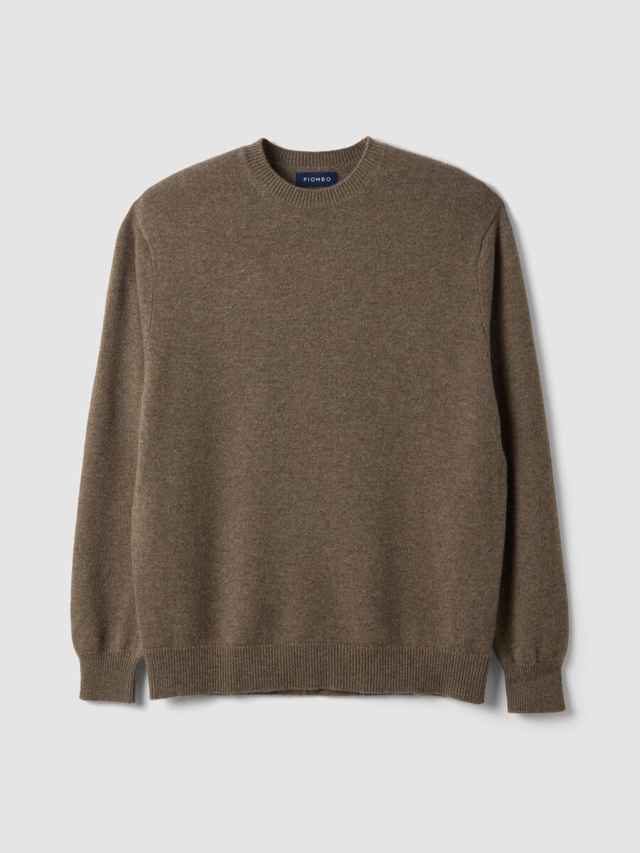 Maglia marrone in puro cashmere a girocollo regular fit_0