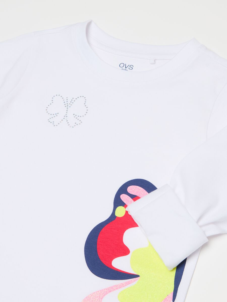 Long-sleeved T-shirt with print and diamantés_2